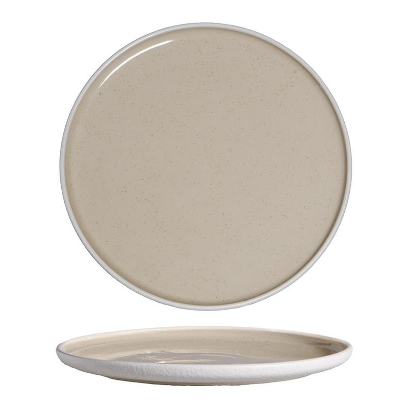 Tirolix 27 cm flat stoneware plate Sandy Beige for horeca table service