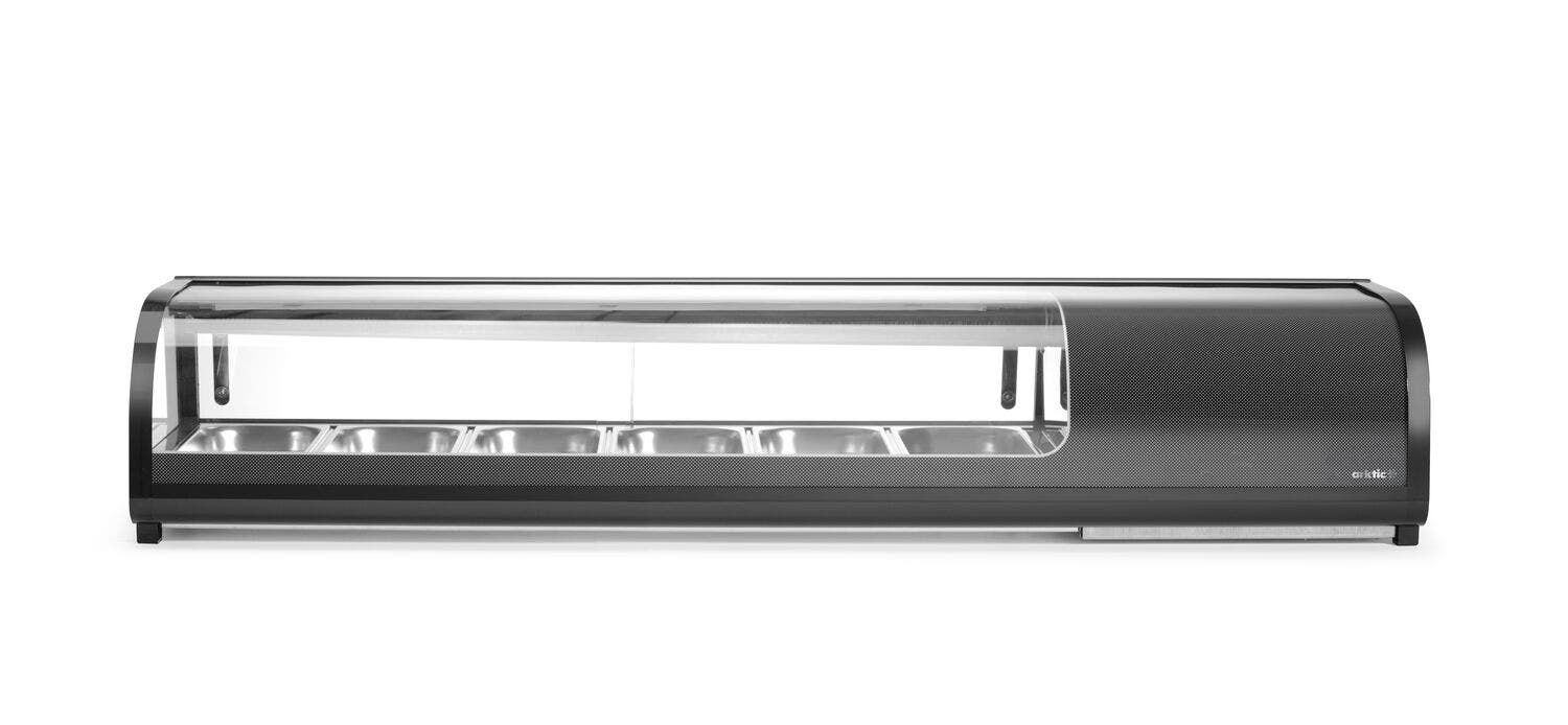 Hendi Arktic black sushi refrigerated display GN 1/3 with tempered glass for horeca