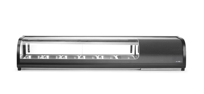 Hendi Arktic black sushi refrigerated display GN 1/3 with tempered glass for horeca