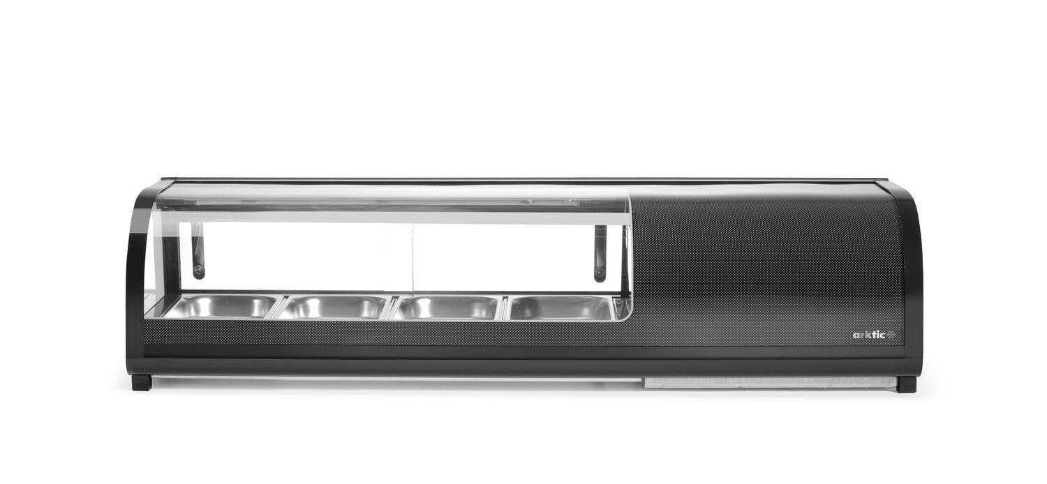 Hendi Arktic black sushi refrigerated display 4 GN 1/3 with tempered glass for horeca