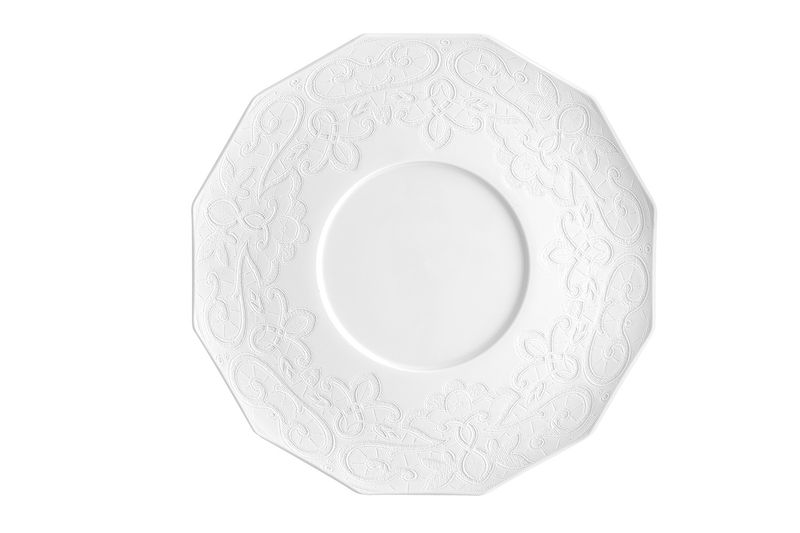 Vista Alegre 31 cm porcelain Bordado presentation plate embossed professional catering plate