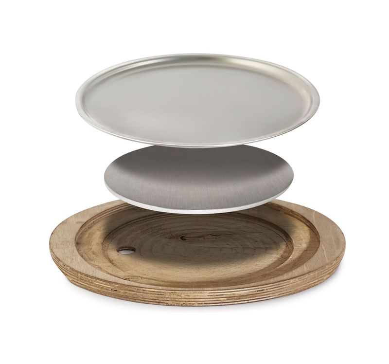 Oval grill tray Abert 38x34 with wooden base