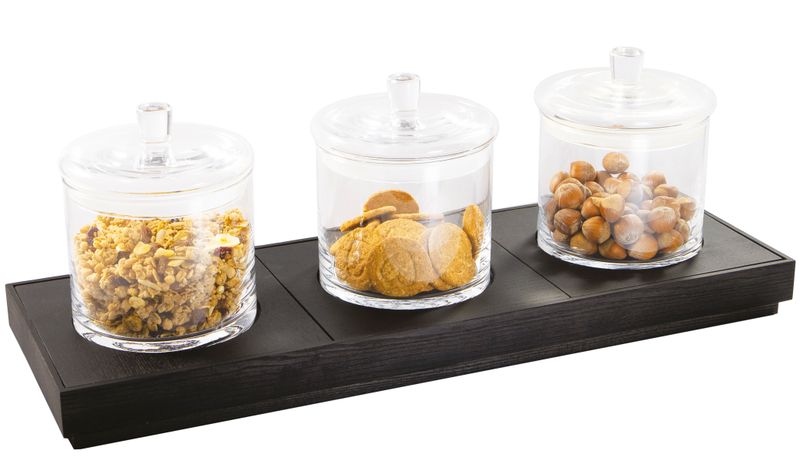 Base Abert colore nero, dimensioni 20 x 20 cm. Progettata per l’alloggiamento stabile di vasi in vetro, consente di integrare