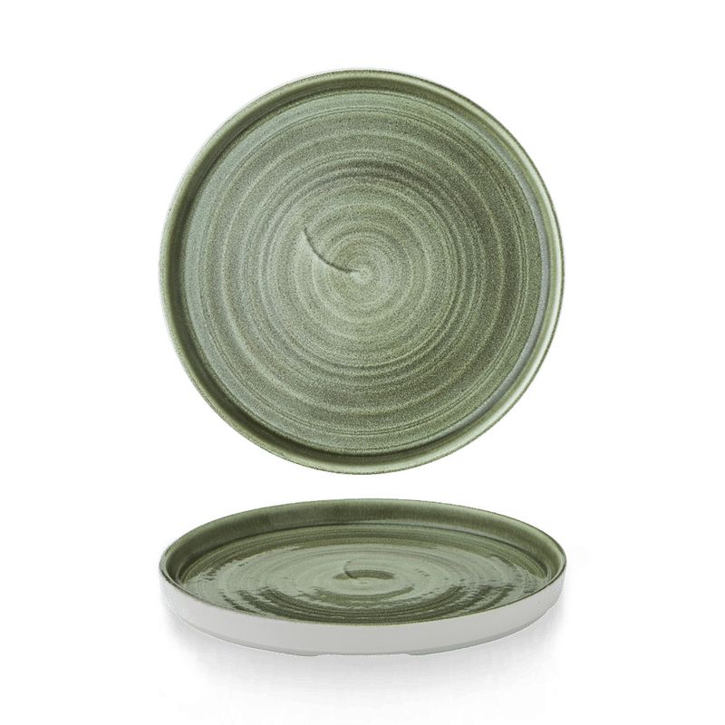 Churchill Stonecast green stoneware plate 21 cm raised rim horeca use