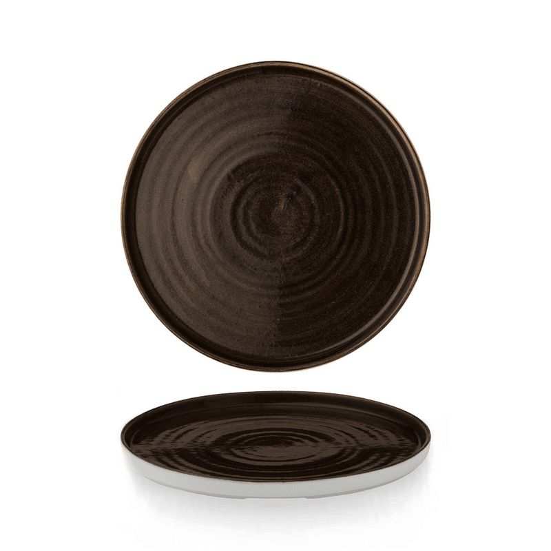 Churchill Stonecast black stoneware plate 21 cm raised rim horeca use