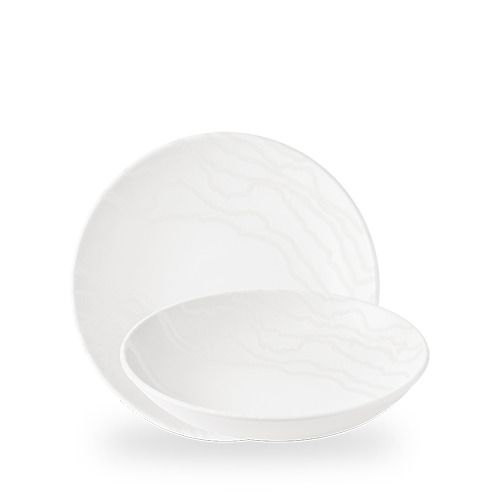 Piatto fondo Churchill Tide White 24 cm rilievo onde horeca