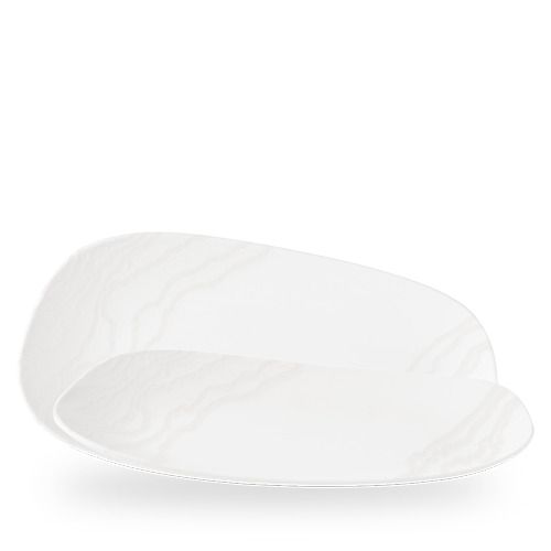 Piatto rettangolare Churchill Tide White 35x18 cm rilievo onde horeca