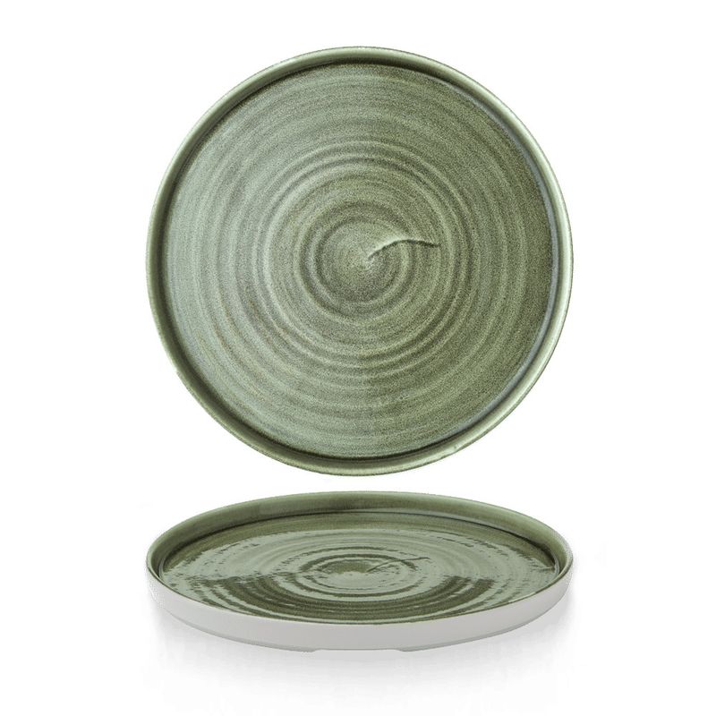 Churchill Stonecast green stoneware plate 26 cm raised rim horeca use