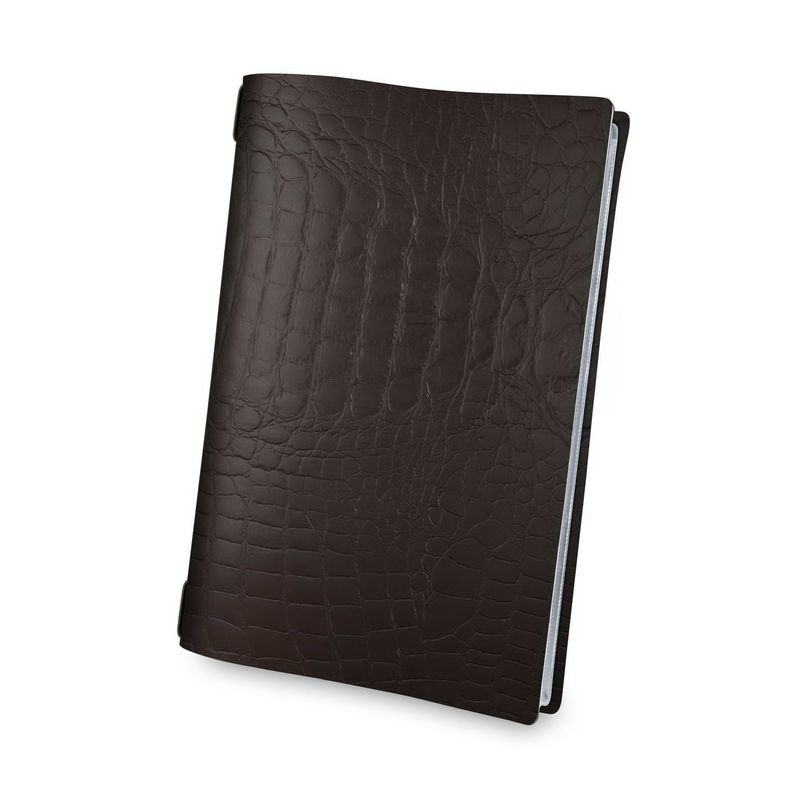 A4 menu holder crocodile brown Dag Style black elastic