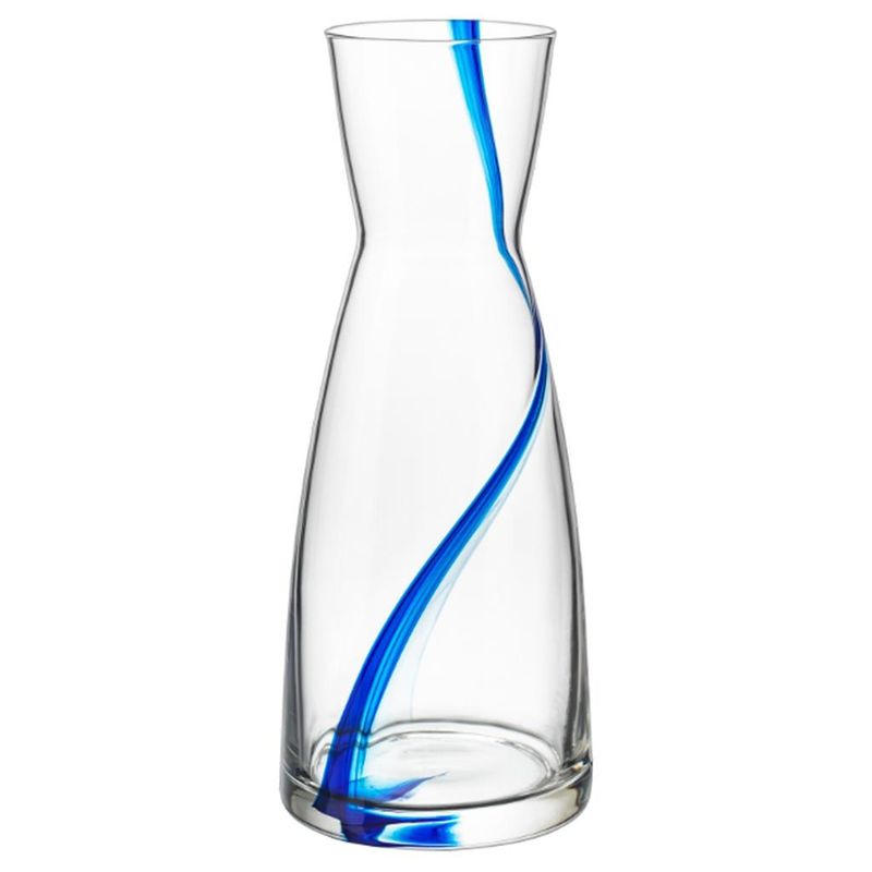 Glass carafe Bormioli Stria blue decor horeca