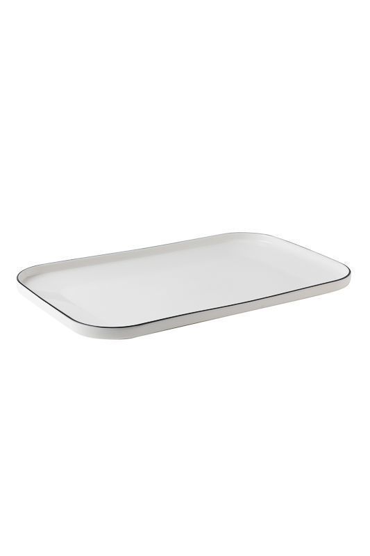Stackable rectangular tray black rim 33 cm horeca