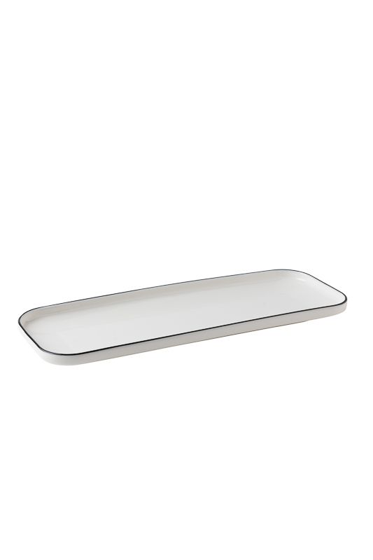 Stackable rectangular tray black rim 32 cm horeca