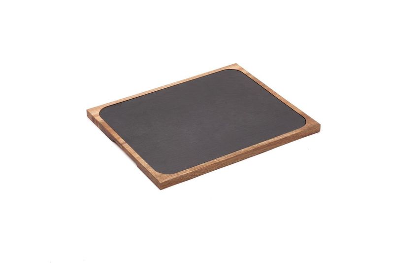 Comas slate set with acacia base 34.5x28.5 cm horeca use
