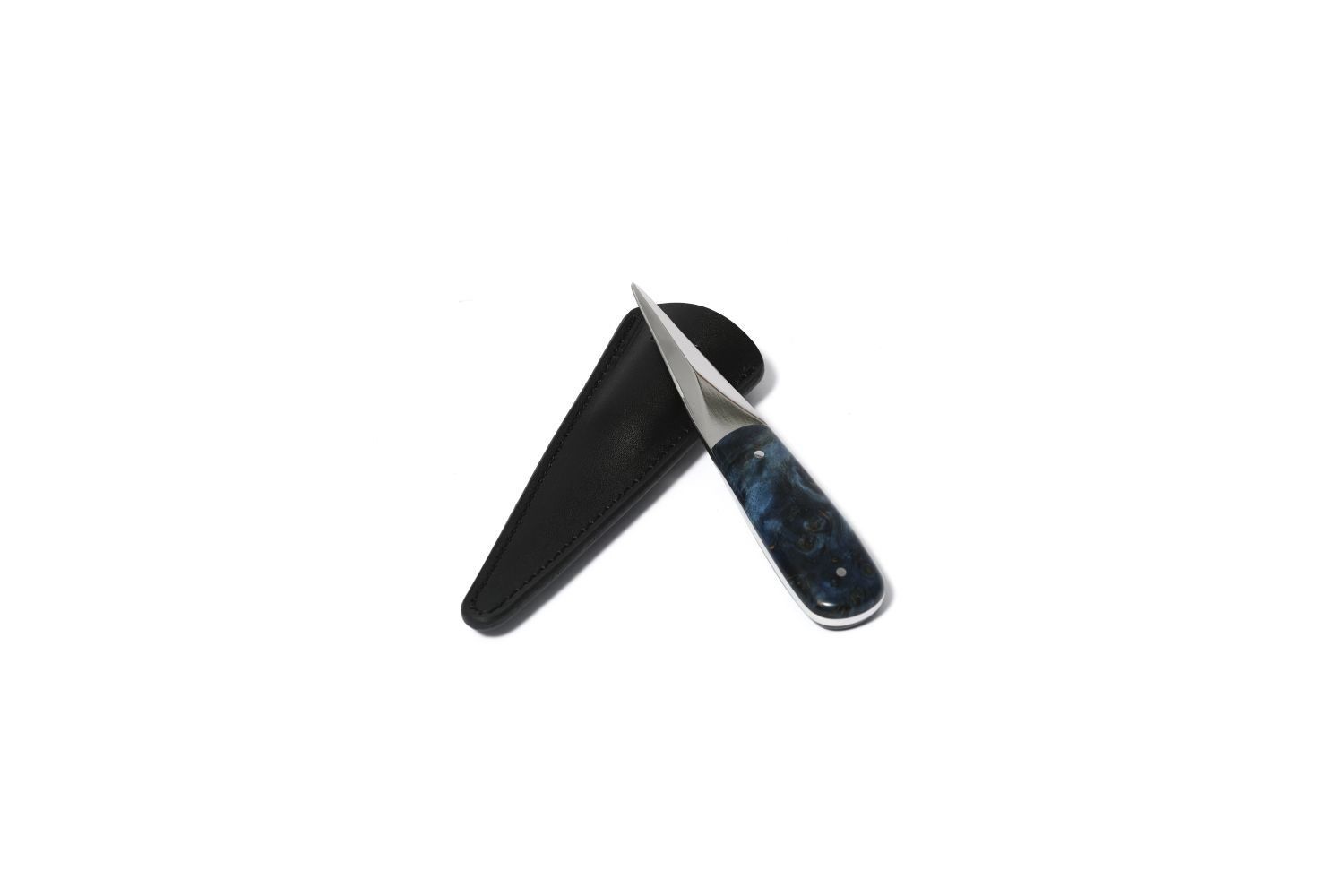 Comas oyster knife steel blue handle with sheath horeca