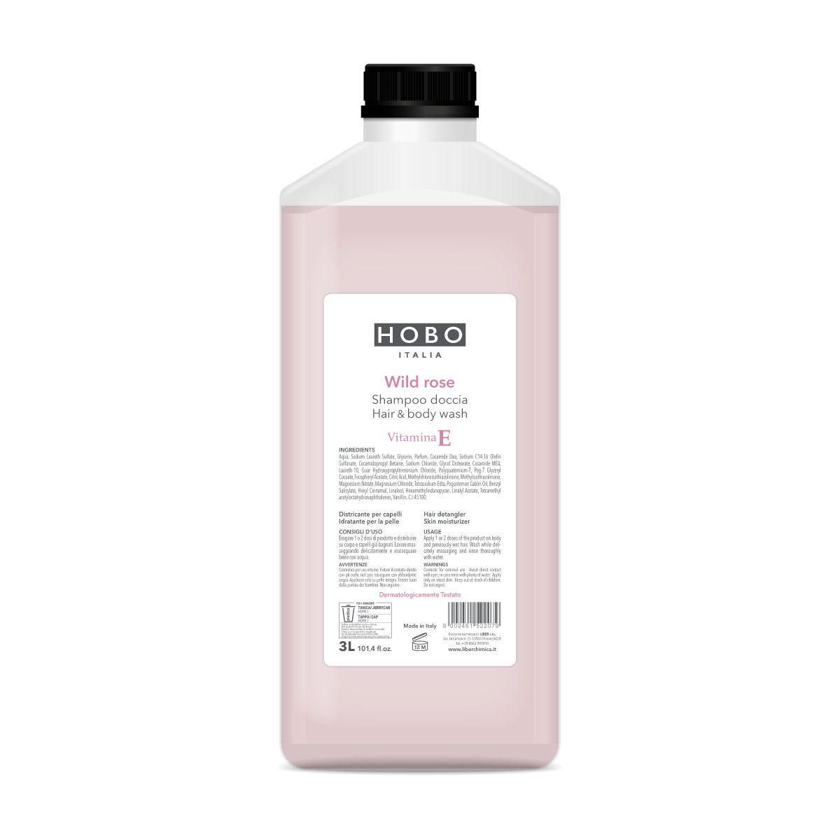 Hobo Wild Rose 3 L shampoo body wash for hotels and horeca use