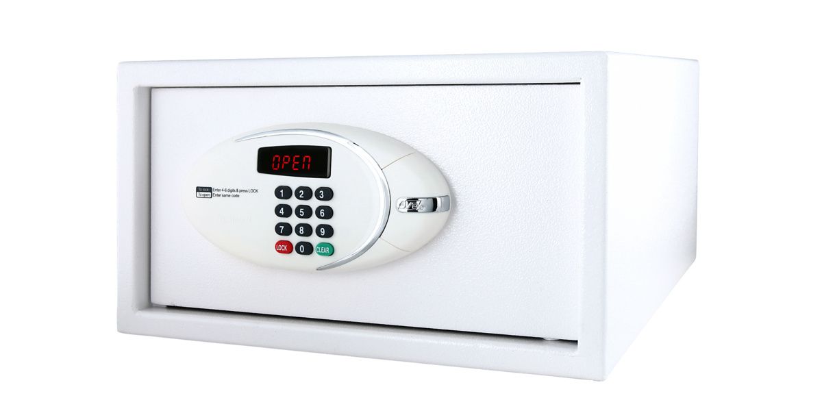 JVD Trustee Compact white electronic safe with code lock