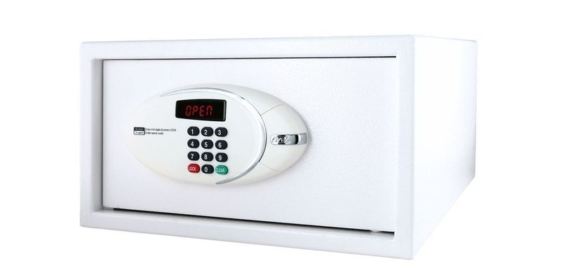 JVD Trustee Compact white electronic safe with code lock