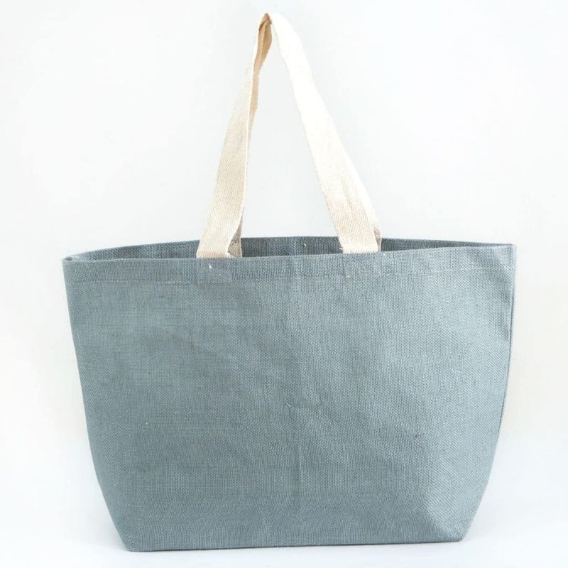 Grey jute shopper 35 x 55 x 15 cm