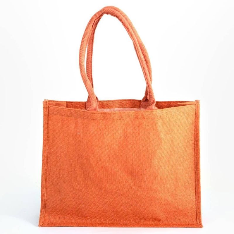 Peach jute shopper with shoulder handles