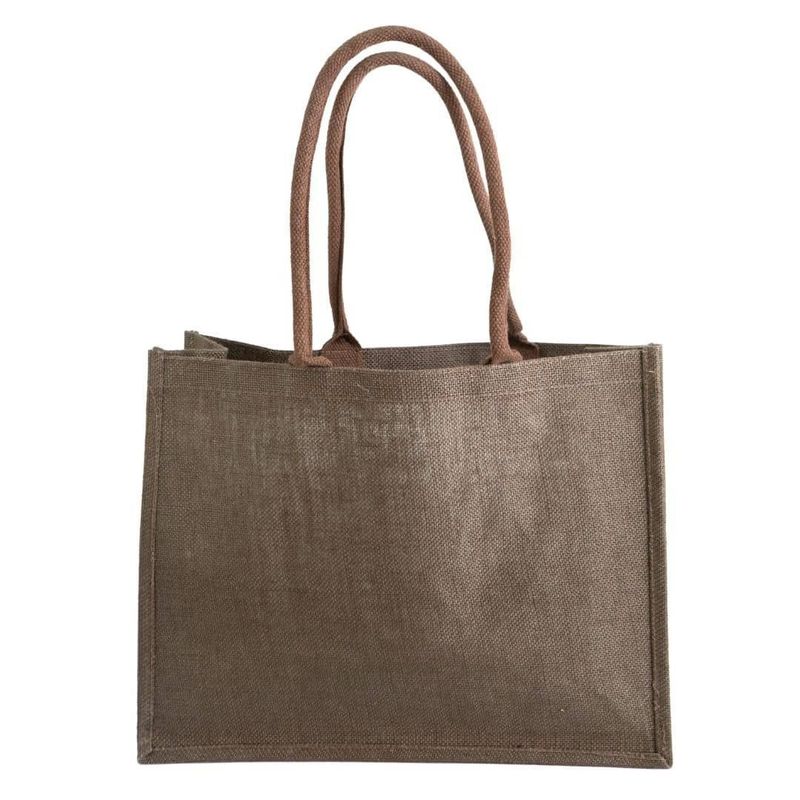 Brown jute shopper with shoulder handles