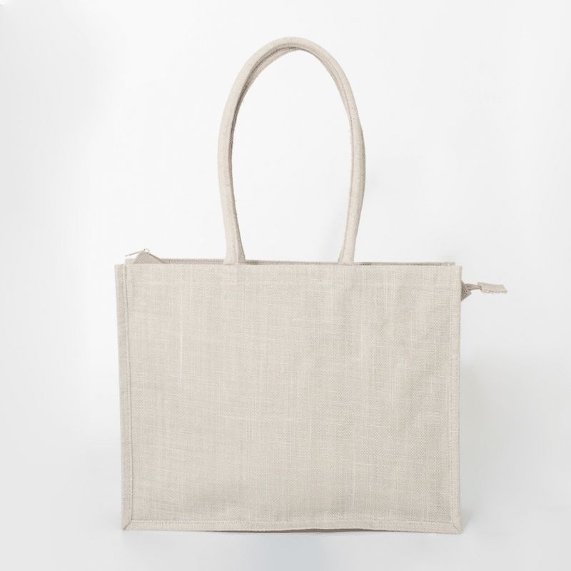Grey jute shopper with zip