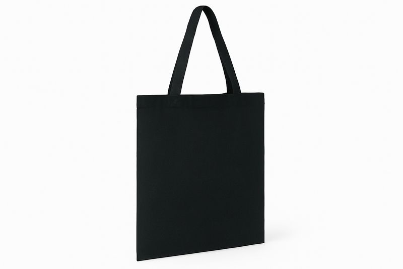 Black cotton shopper 42 x 38 x 13.5 cm