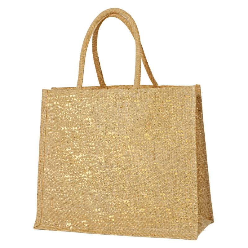 Natural jute shopper with gold thread