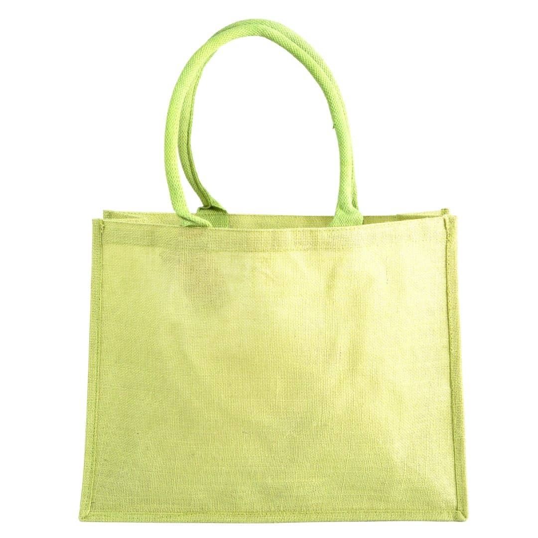 Green jute shopper with shoulder handles