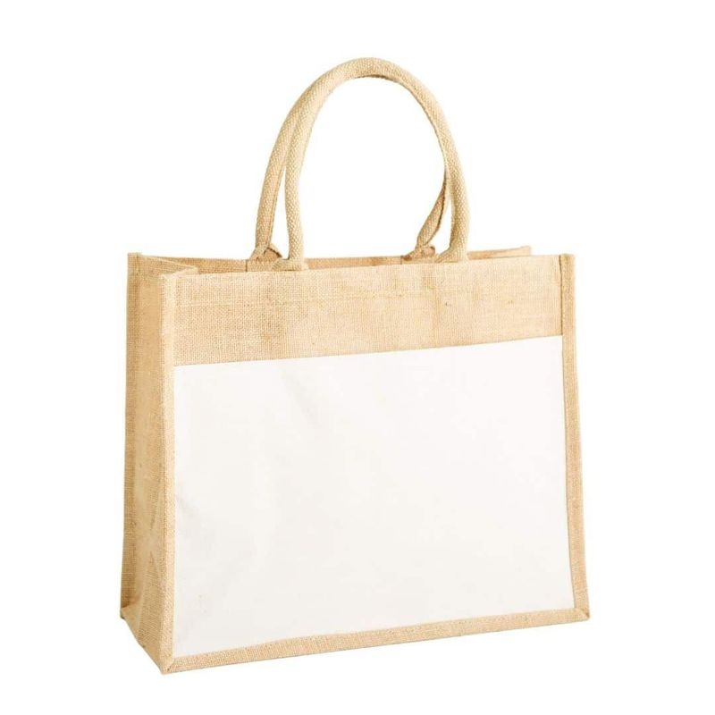 Natural jute shopper with front pocket