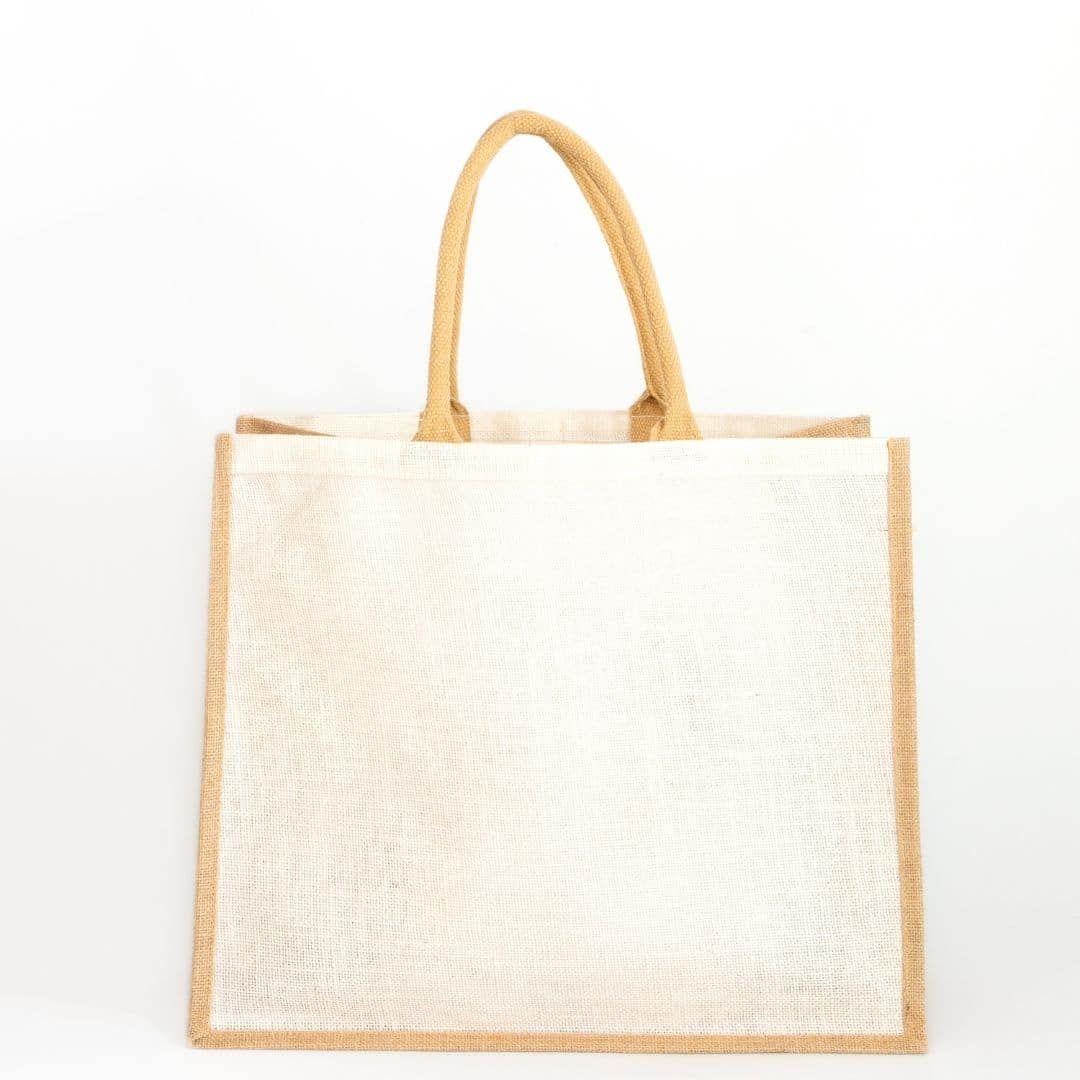 Natural and white jute shopper 41 x 48 x 19 cm