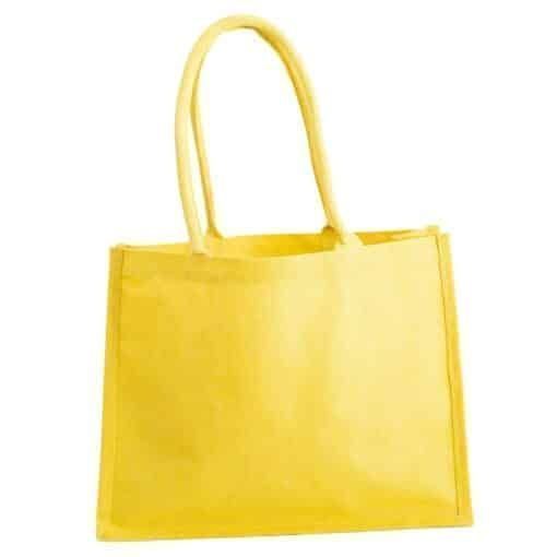 Yellow jute shopper with shoulder handles