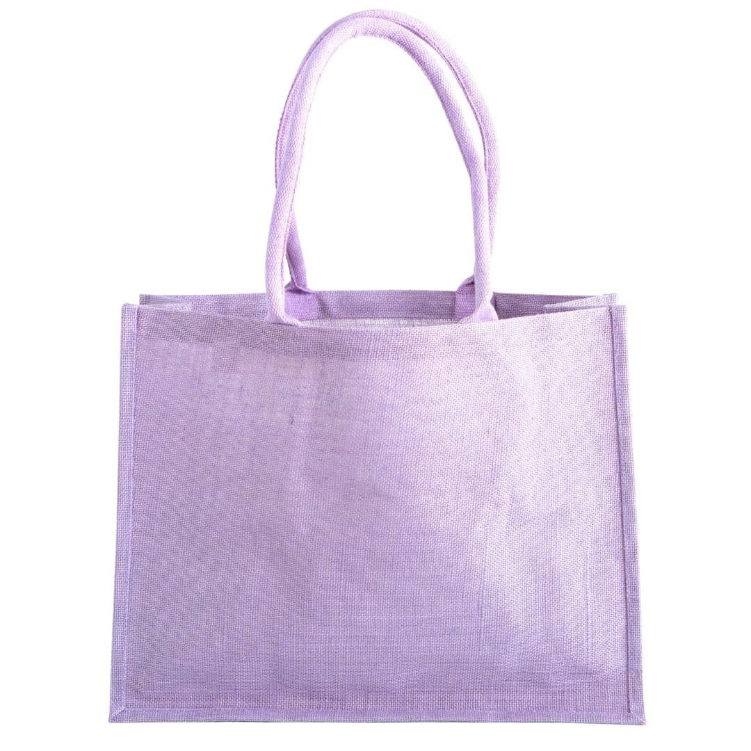 Purple jute shopper with shoulder handles