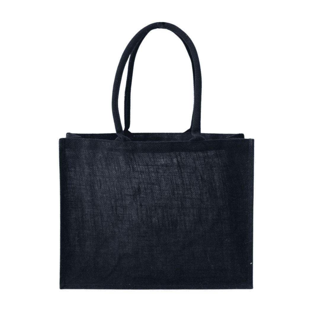 Black jute shopper with laminated lining