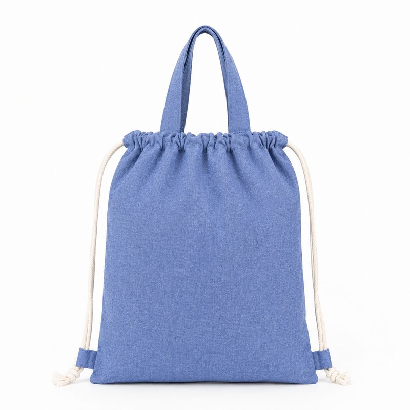 Blue jute shopper with cotton handles
