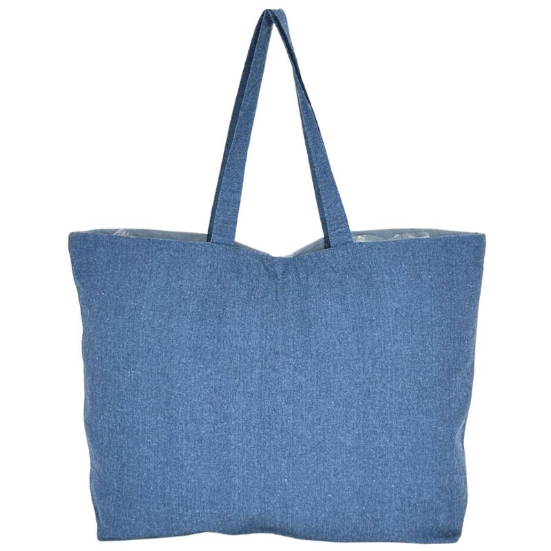 Blue jute shopper with cotton handles