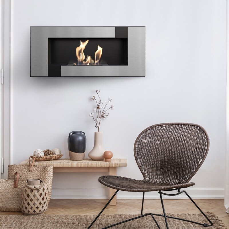 WALL MOUNTED BIOETHANOL FIREPLACE DELTA2 QUBE TÜV
