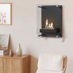 WALL MOUNTED BIOETHANOL FIREPLACE GLASS WITH GLAZING