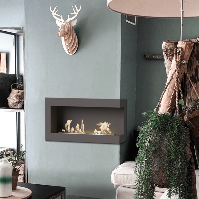 WALL MOUNTED BIOETHANOL FIREPLACE DELTA 900 TÜV RIGHT-SIDED