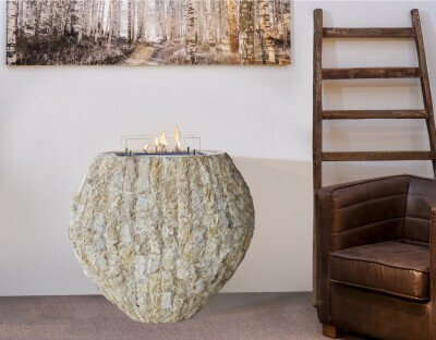 Shigo White Fossil Stone Free-standing Bio Fire