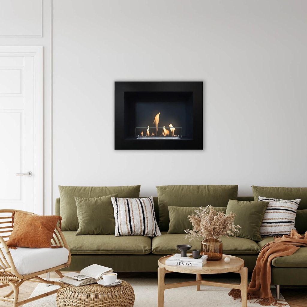 Wall Mounted Bioethanol Fireplace - Black