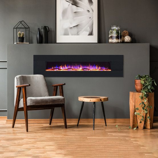 Ezee Glow 72” XL Zara Black Wall Hung Electric Fire