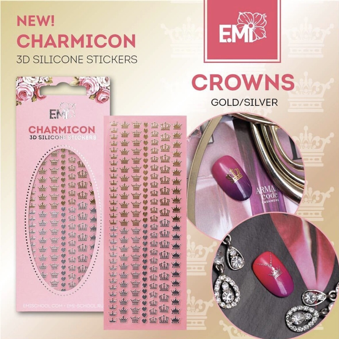 Charmicon Silicone Stickers Crowns Gold/Silver