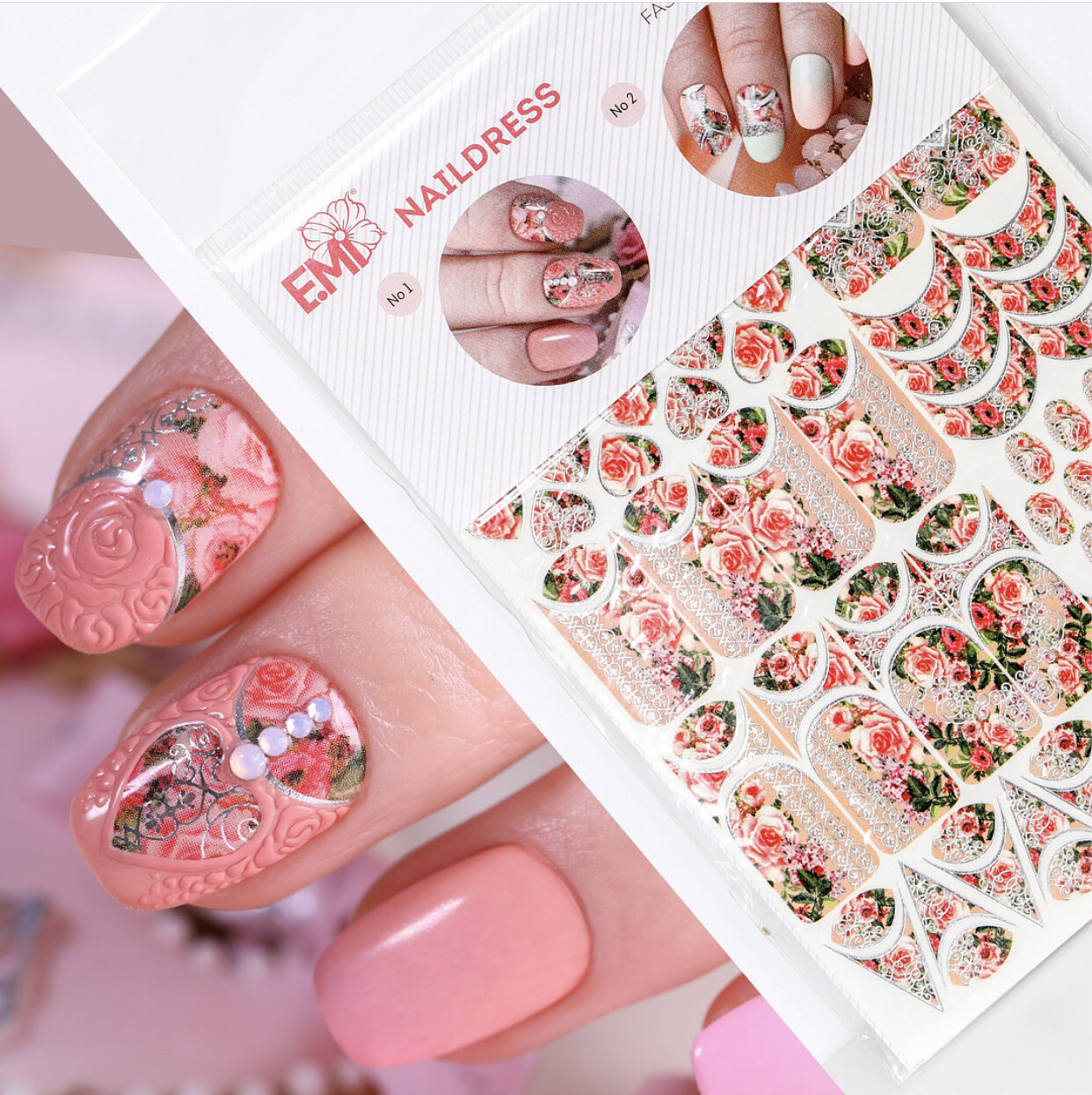 Naildress Slider Design Peach Roses