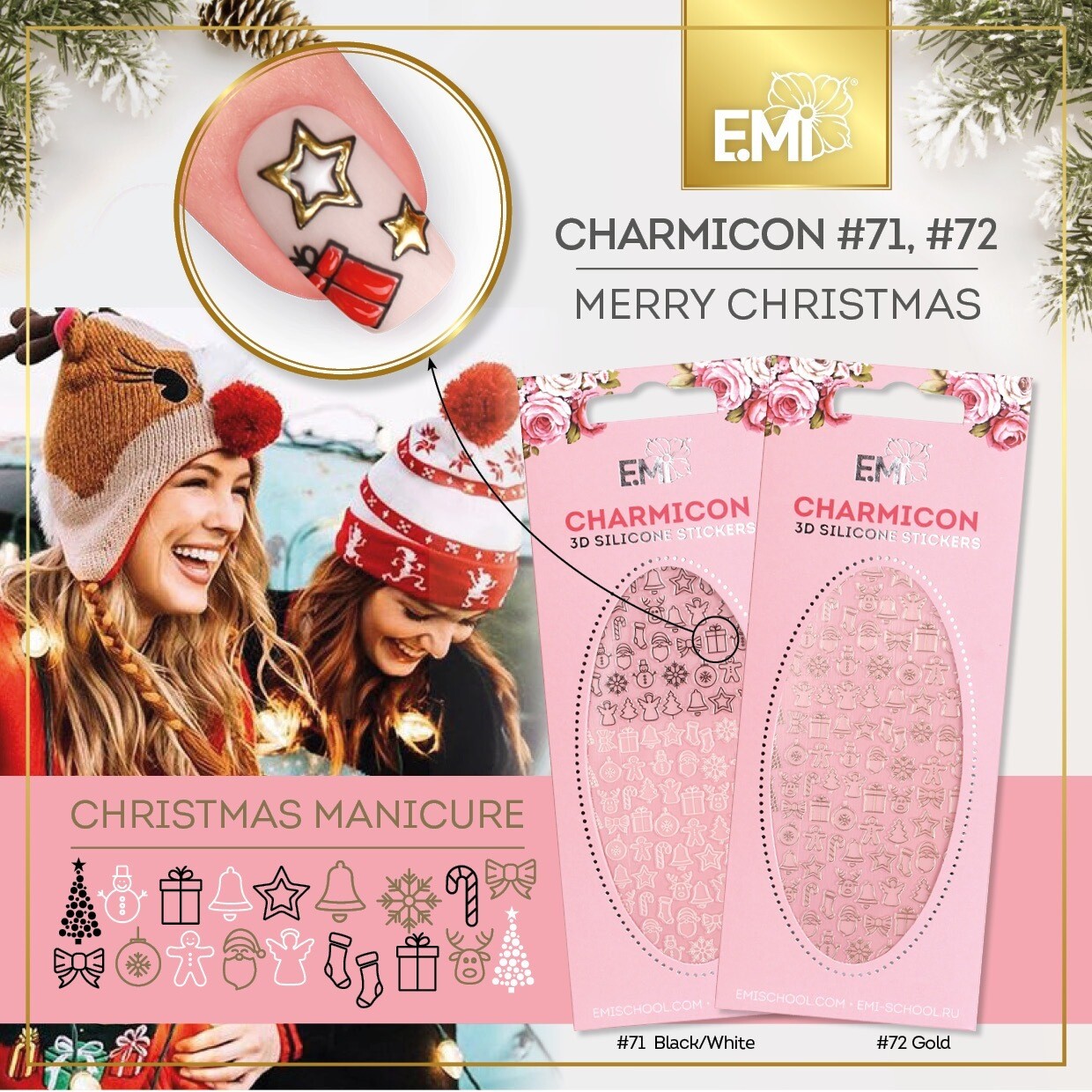 Charmicon Silicone Stickers #72 Merry Christmas GOLD