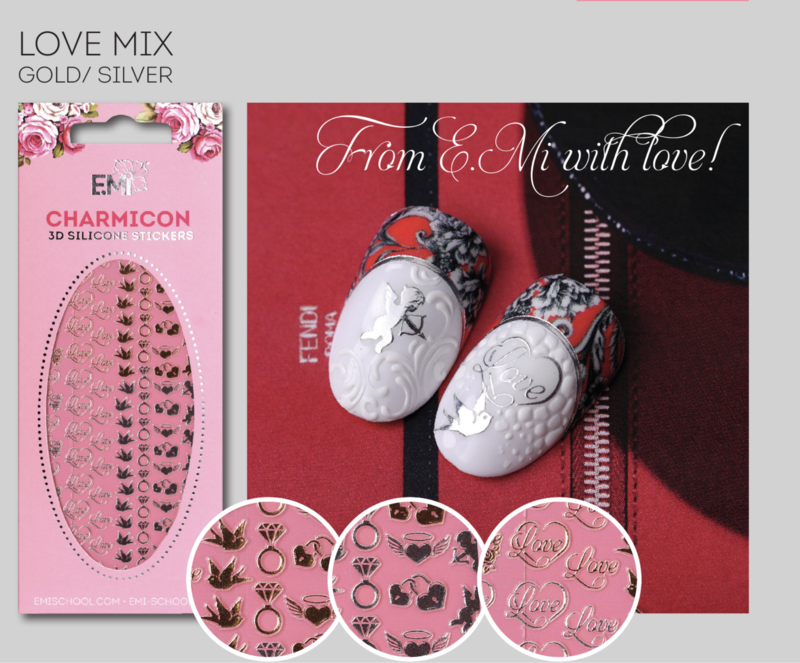 Charmicon Silicone Stickers Love MIX Gold/Silver