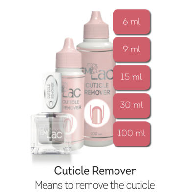 E.MiLac Cuticle Remover, 6/9/15/100 ml.