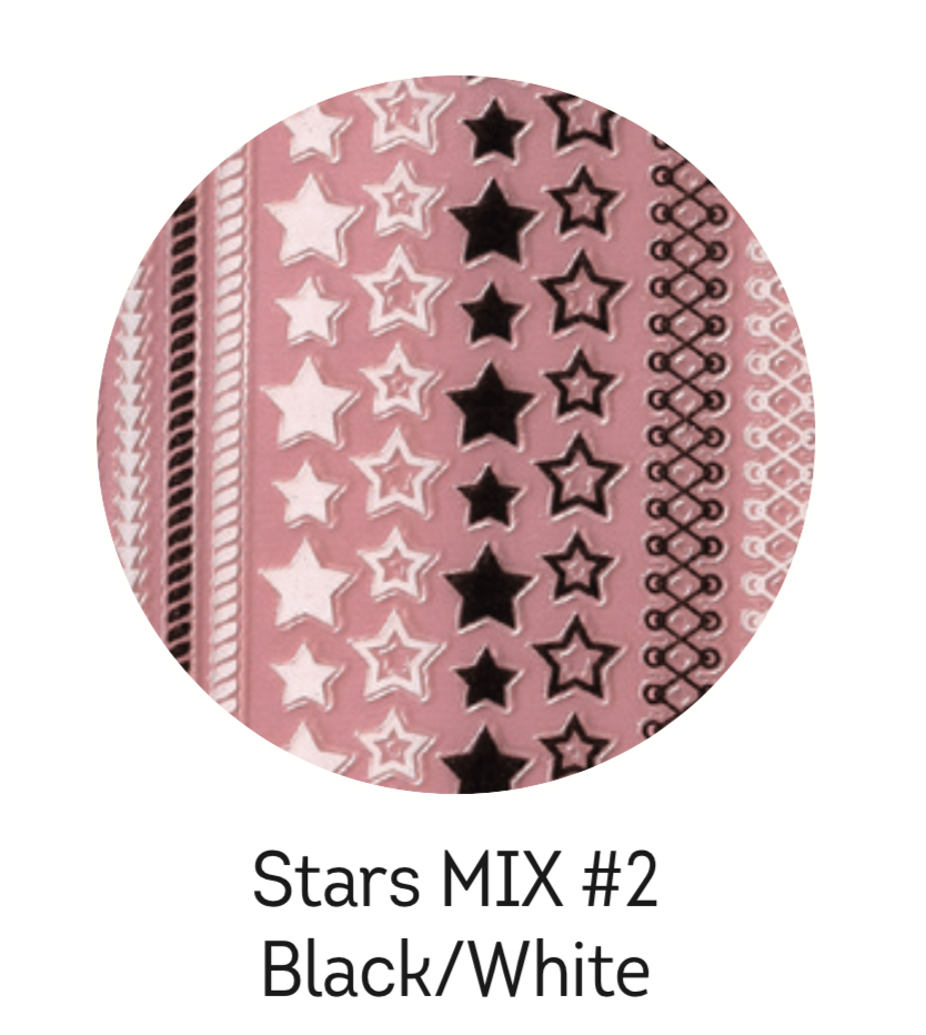 Charmicon Silicone Stickers Stars MIX #2 Black/White