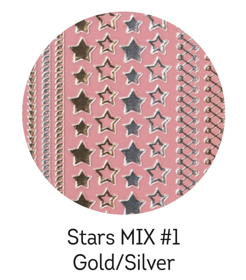 Charmicon Silicone Stickers Stars MIX #1 Gold/Silver