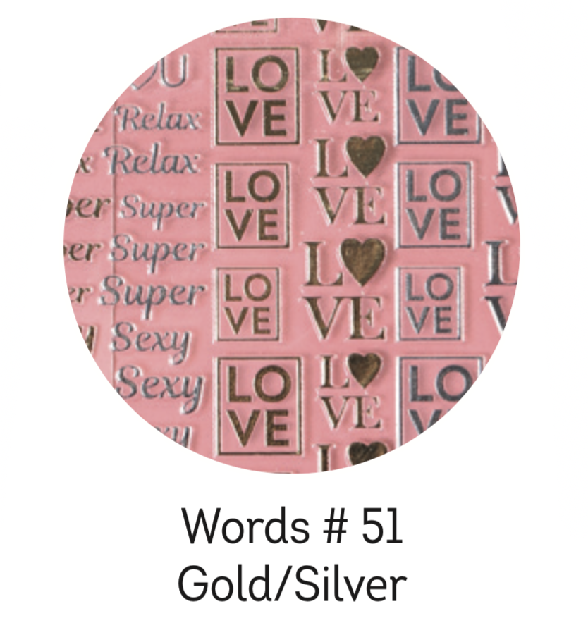 Charmicon Silicone Stickers #51 Words Gold/Silver