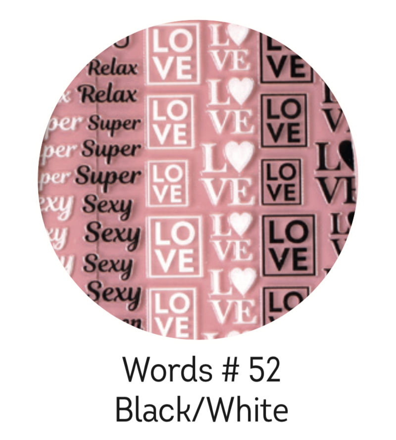 Charmicon Silicone Stickers #52 Words Black/White